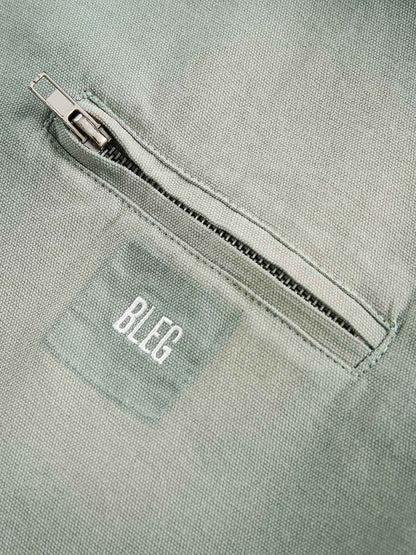 Washed Ripped Gradient Zip Up Work Jacket 