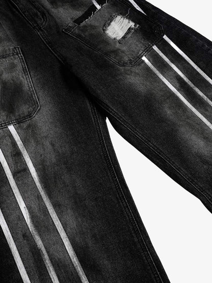 Street Stripe Dirty Dye Barrel Jeans 