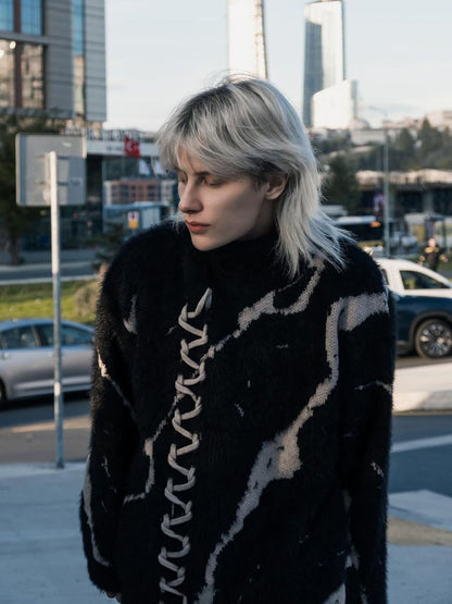 Thesupermade Ripped Knit Turtleneck Sweater - 1525 