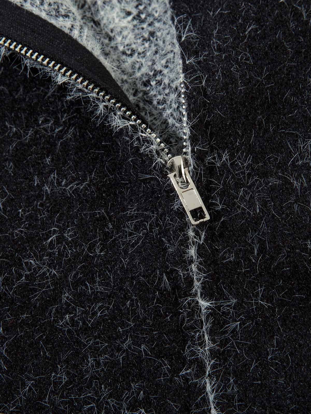 Thesupermade Fuzzy Zipper Hooded Sweater 