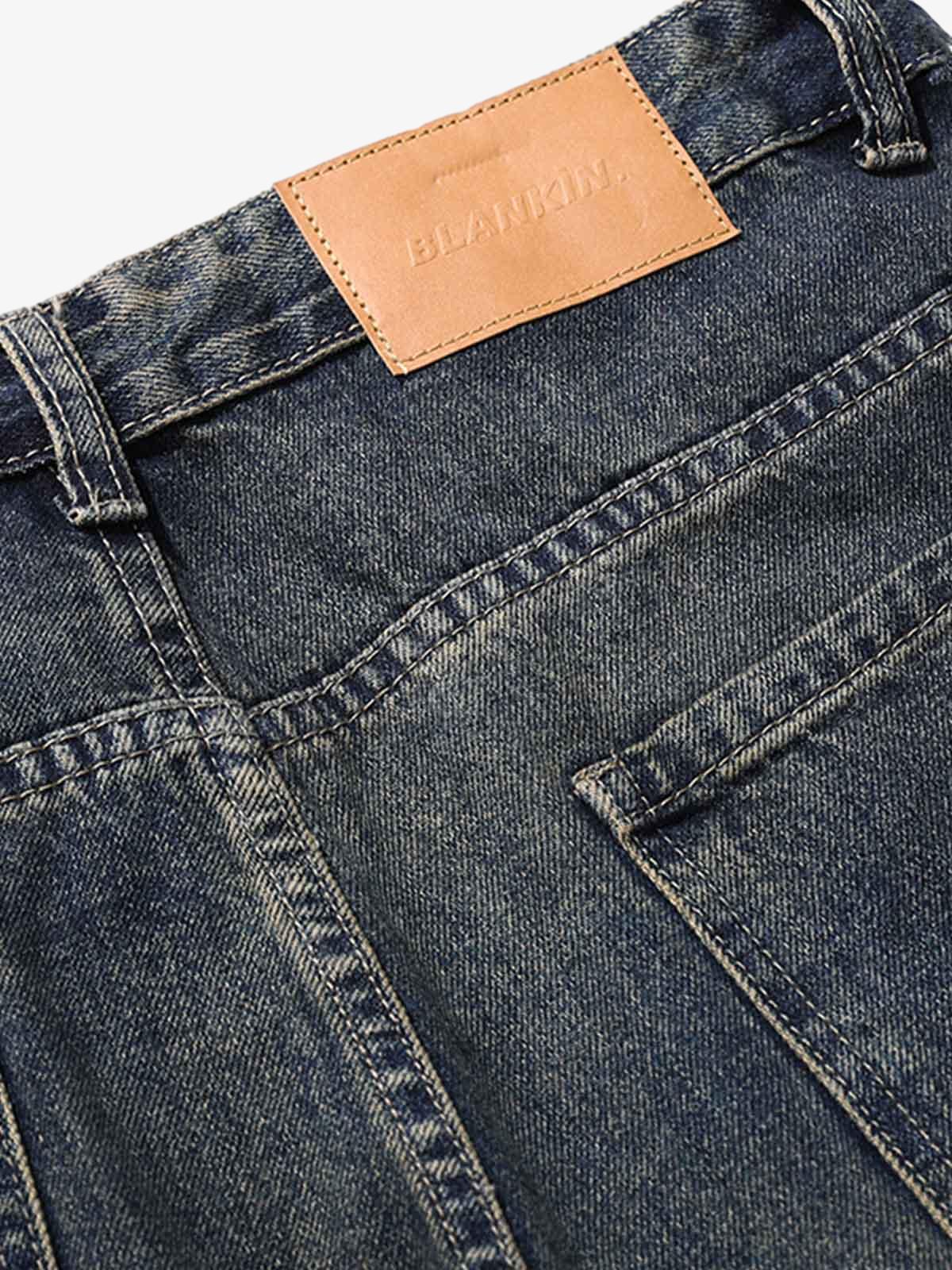 Washed Multi-Pocket Baggy Barrel Cargo Jeans 