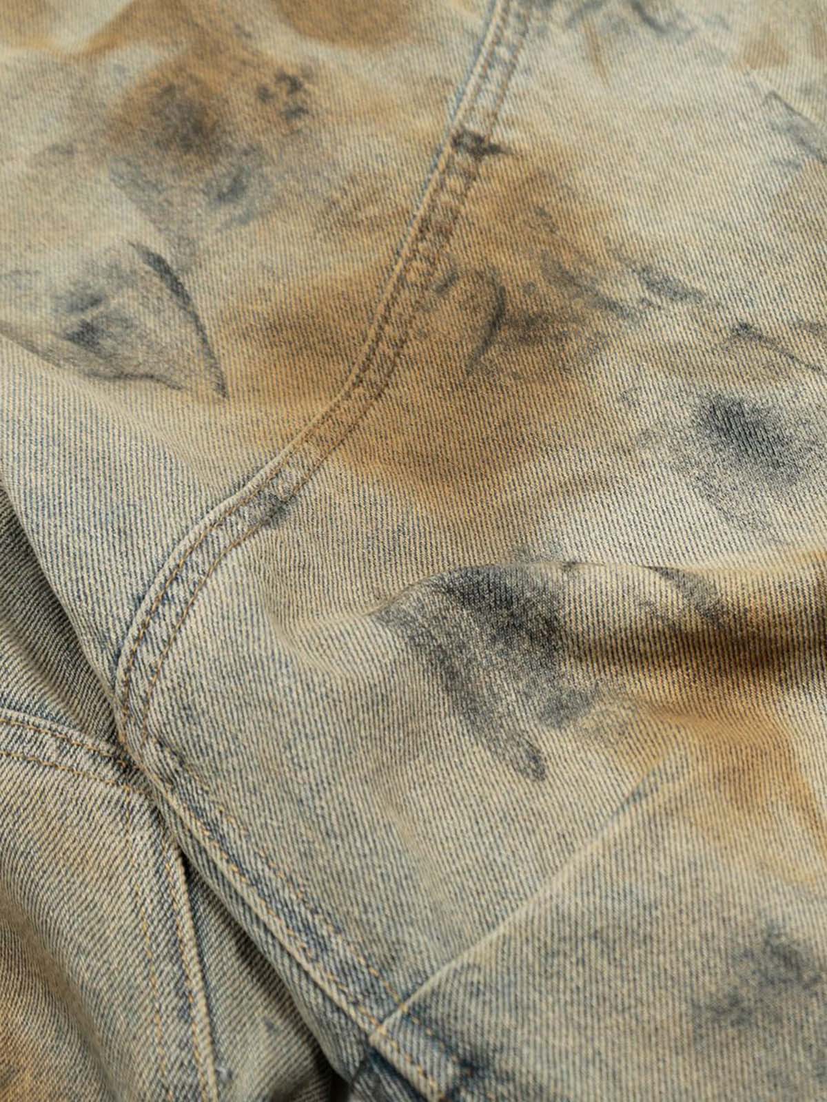 Distressed Tie-Dye Denim Shorts 