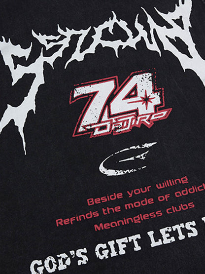 Retro Washed Letter Print Vest 