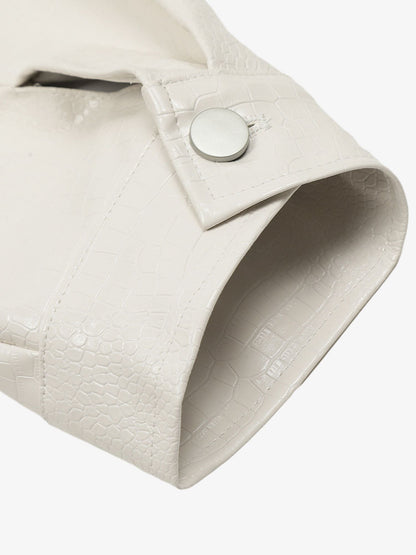 Thesupermade Star Embroidered PU Leather Jacket - 2358 