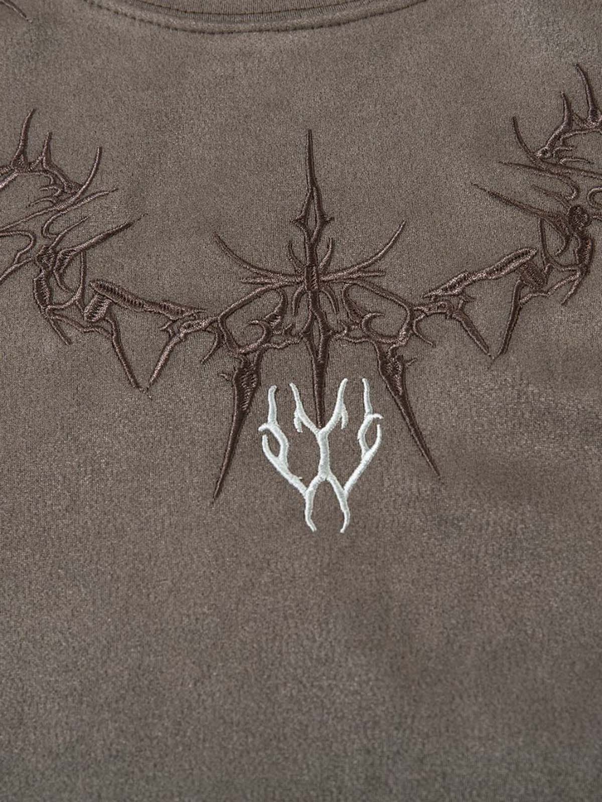 Suede Thorn Embroidered Vest 