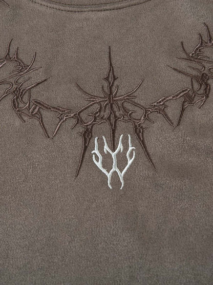 Suede Thorn Embroidered Vest 