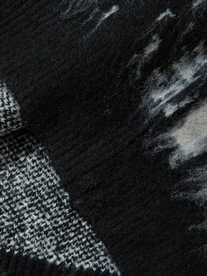 Thesupermade Star Mohair Fuzzy Hooded Zip Up Sweater 