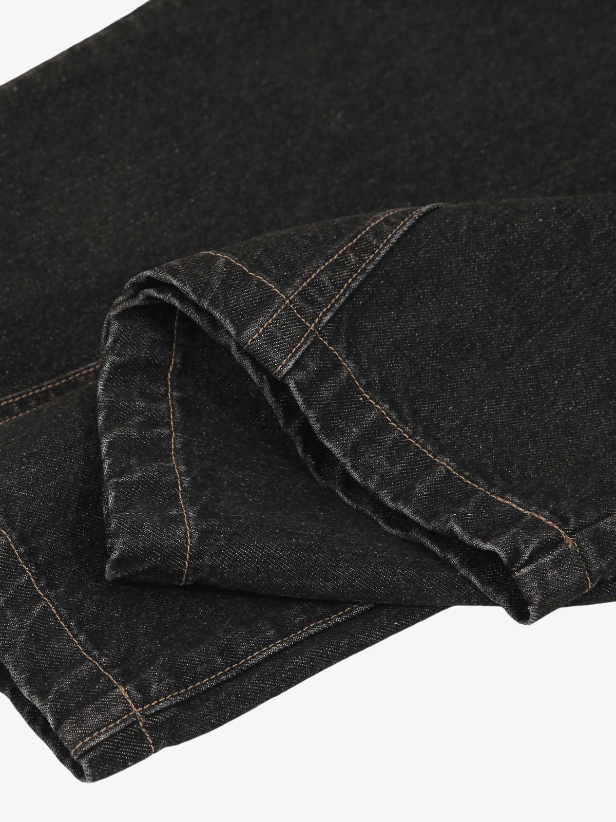 Patchwork Plaid Pleated Baggy Barrel Jeans - 2334 