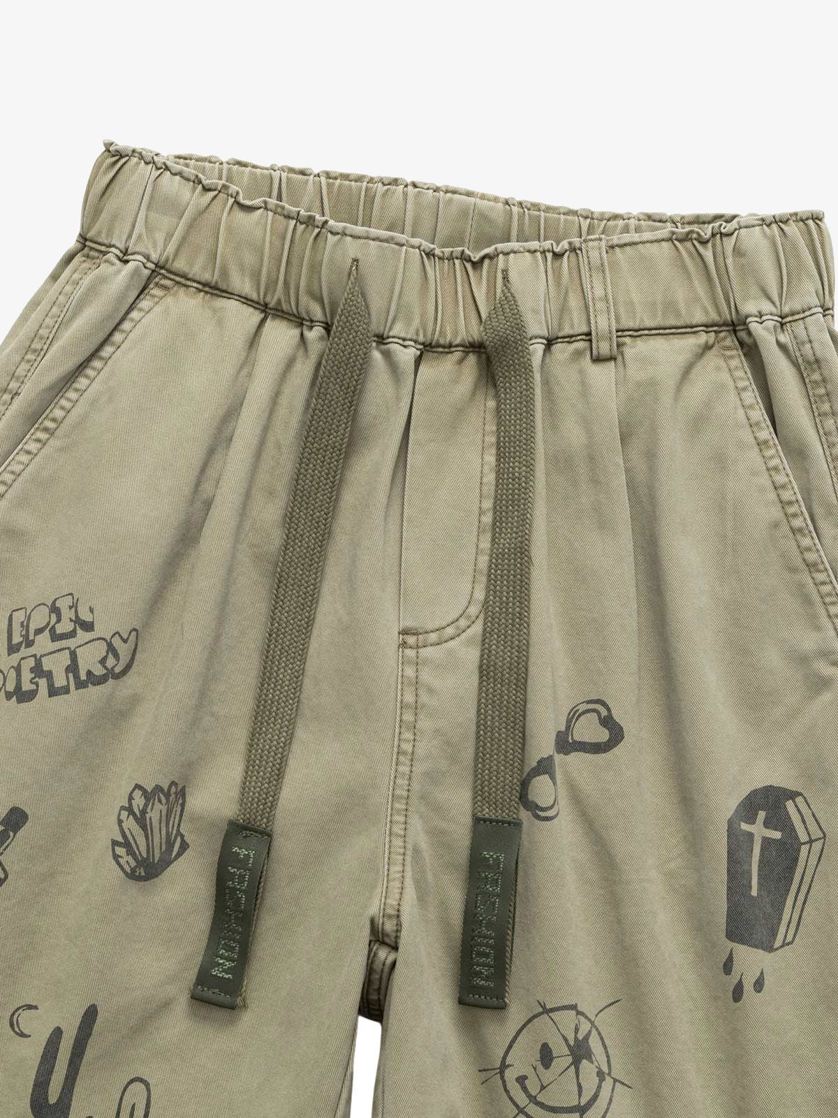 Graphic Print Drawstring Shorts 