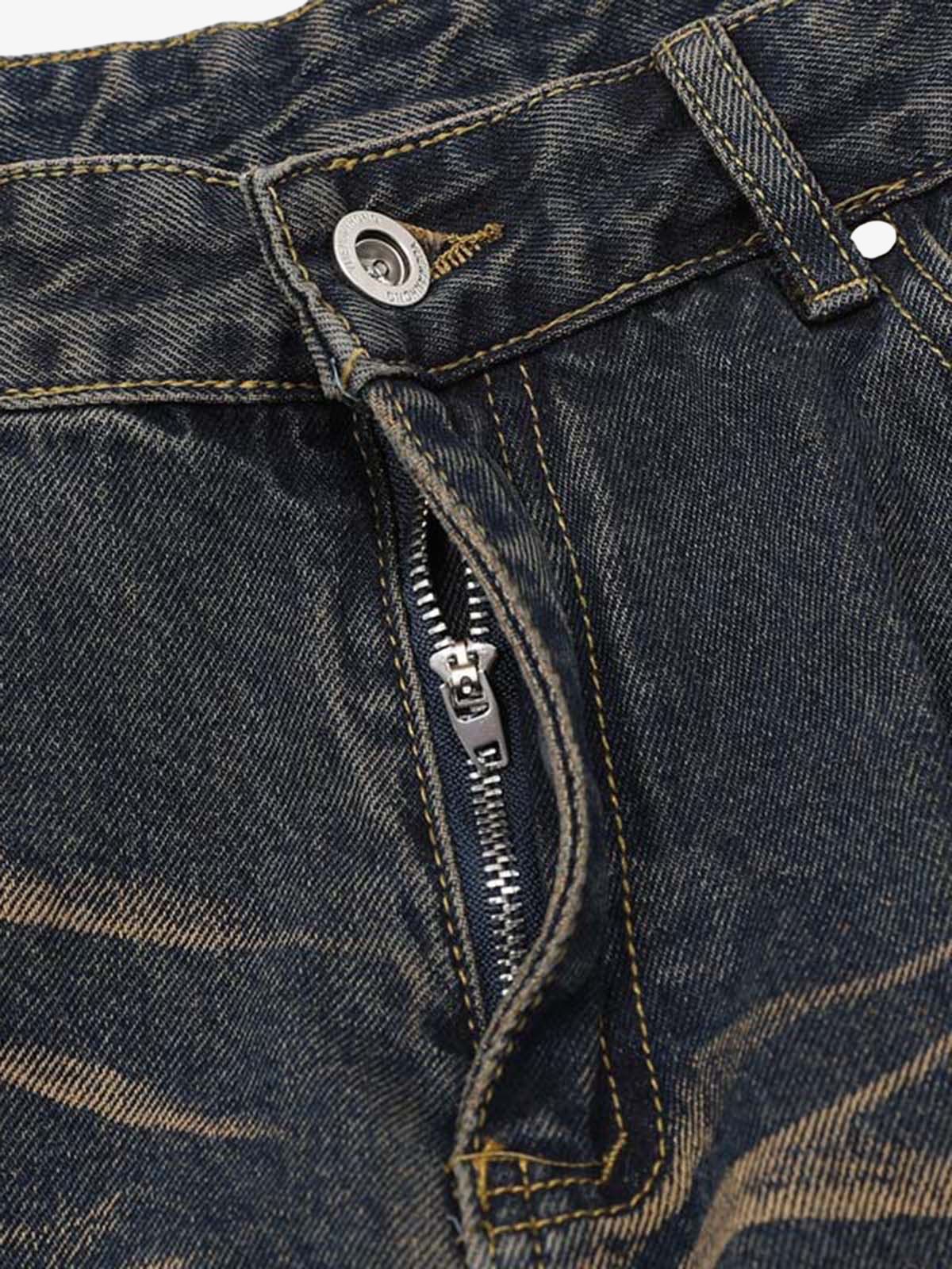 Vintage Washed Distressed Multi Pocket Cargo Jeans 