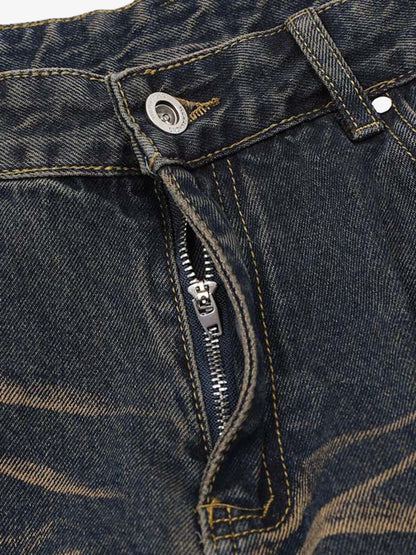 Vintage Washed Distressed Multi Pocket Cargo Jeans 