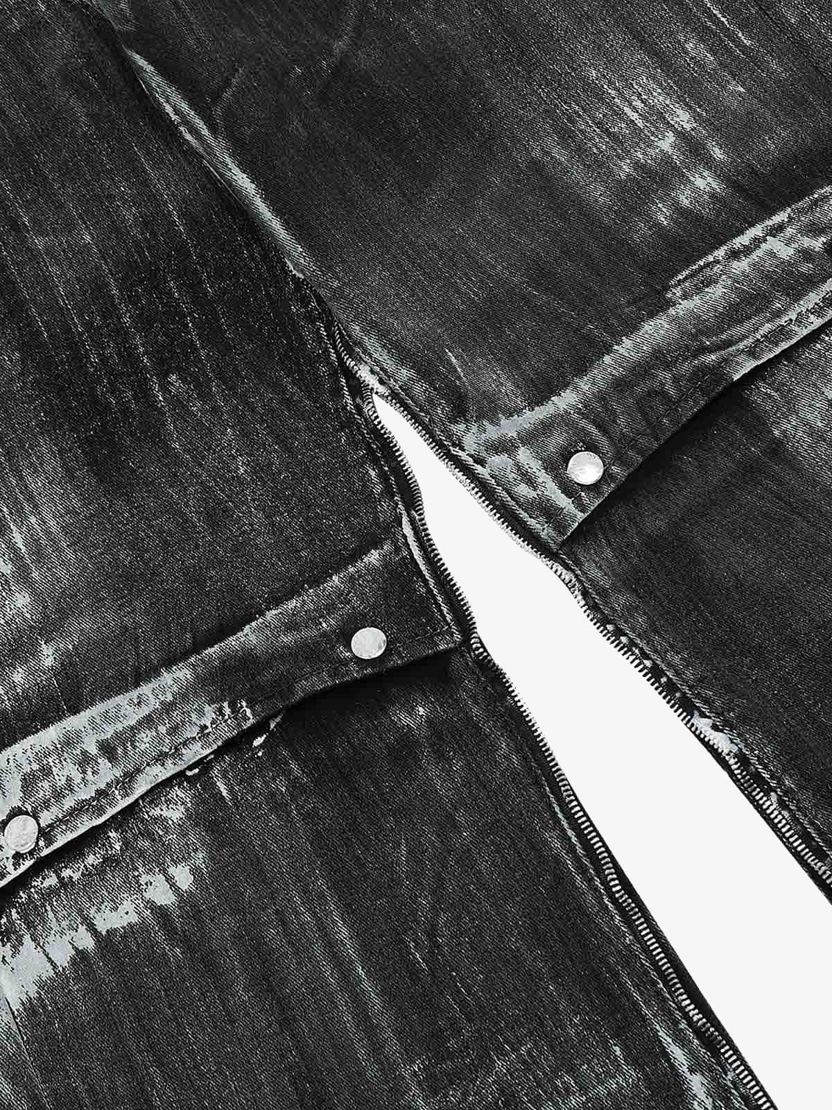 Street Batik Deconstructed Split Jeans 