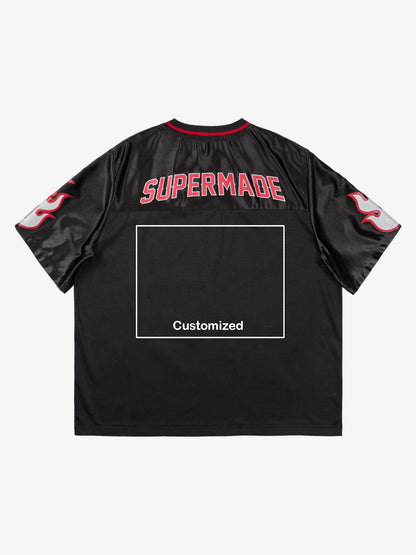 Original Flame Print Football Jersey T-Shirt 