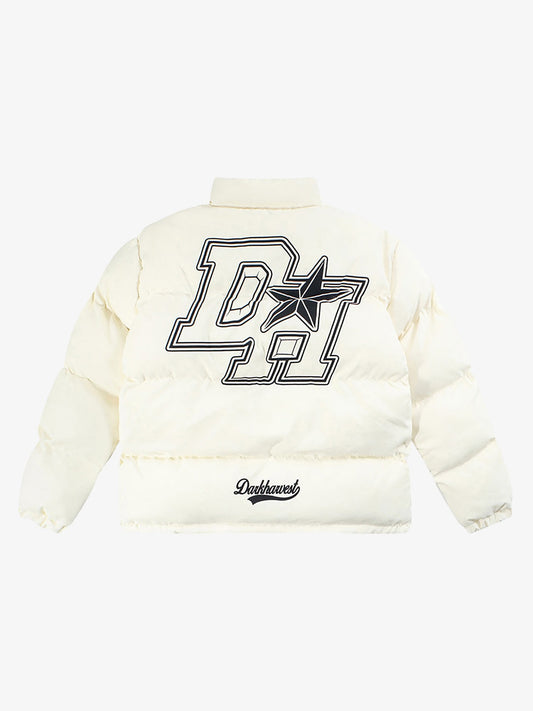 Retro Letter Print Down Jacket - 1393 