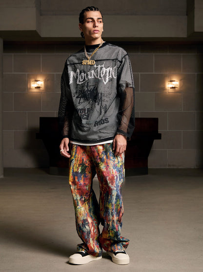 Street Oil Painting Color Straight Jeans - 2348 