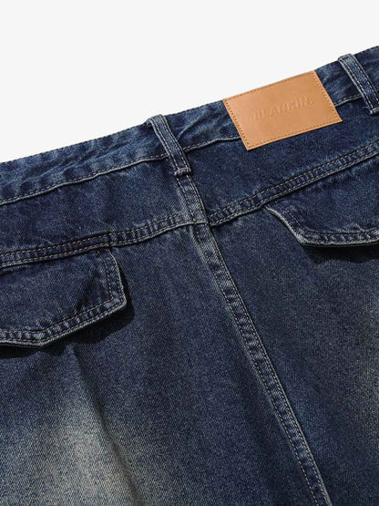 Heavy Washed Workwear Baggy Barrel Jeans - 2337 