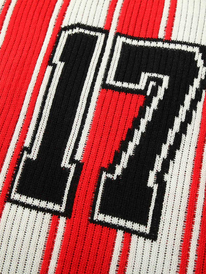 Thesupermade Vintage Striped Baseball Short-sleeved Knit Sweater - 2249 