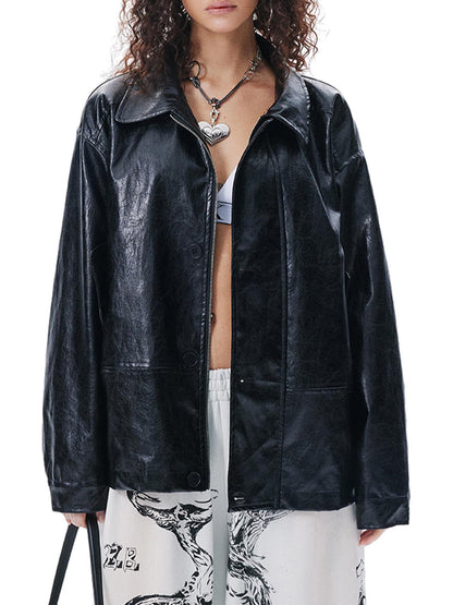 Retro Motorcycle PU Leather Jacket 