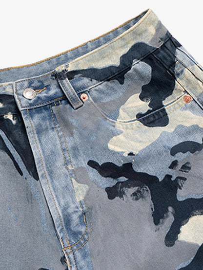 Street Retro Camouflage Baggy Jeans - 2395 