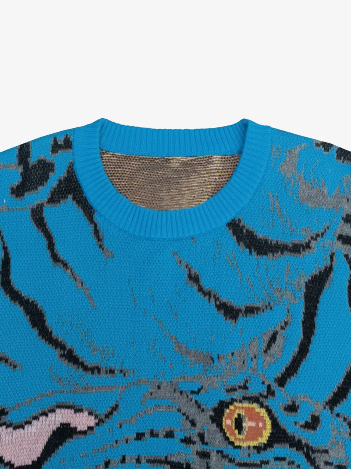 Tiger Crew Neck Knitted Sweater 