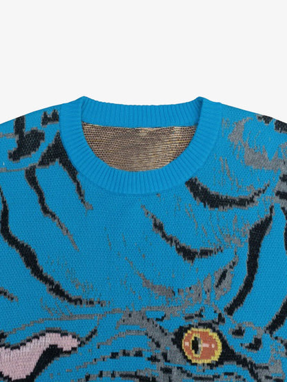 Tiger Crew Neck Knitted Sweater 
