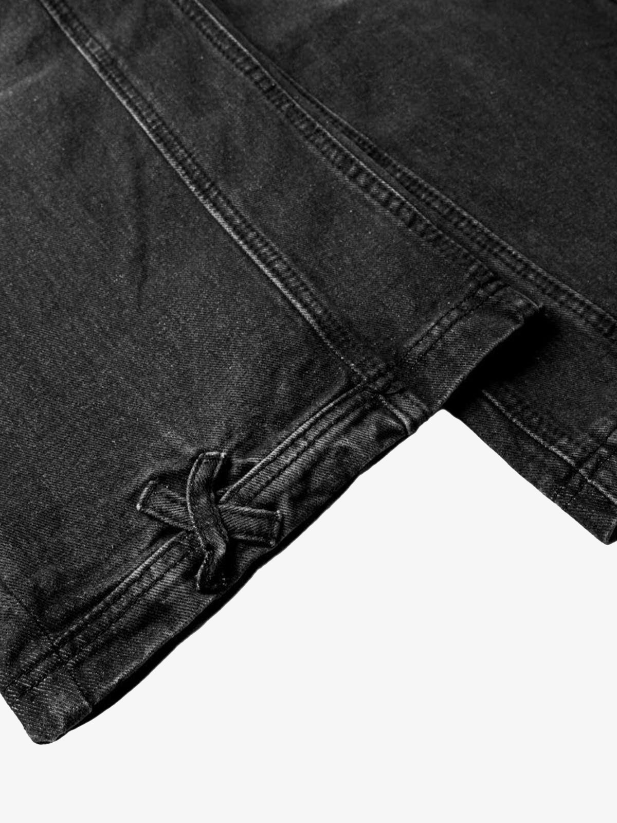 Washed Distressed Deconstructed Split Drawstring Jeans 