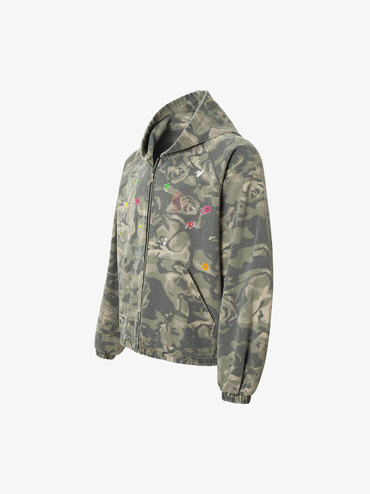 Graffiti Camouflage Patchwork Hooded Jacket 
