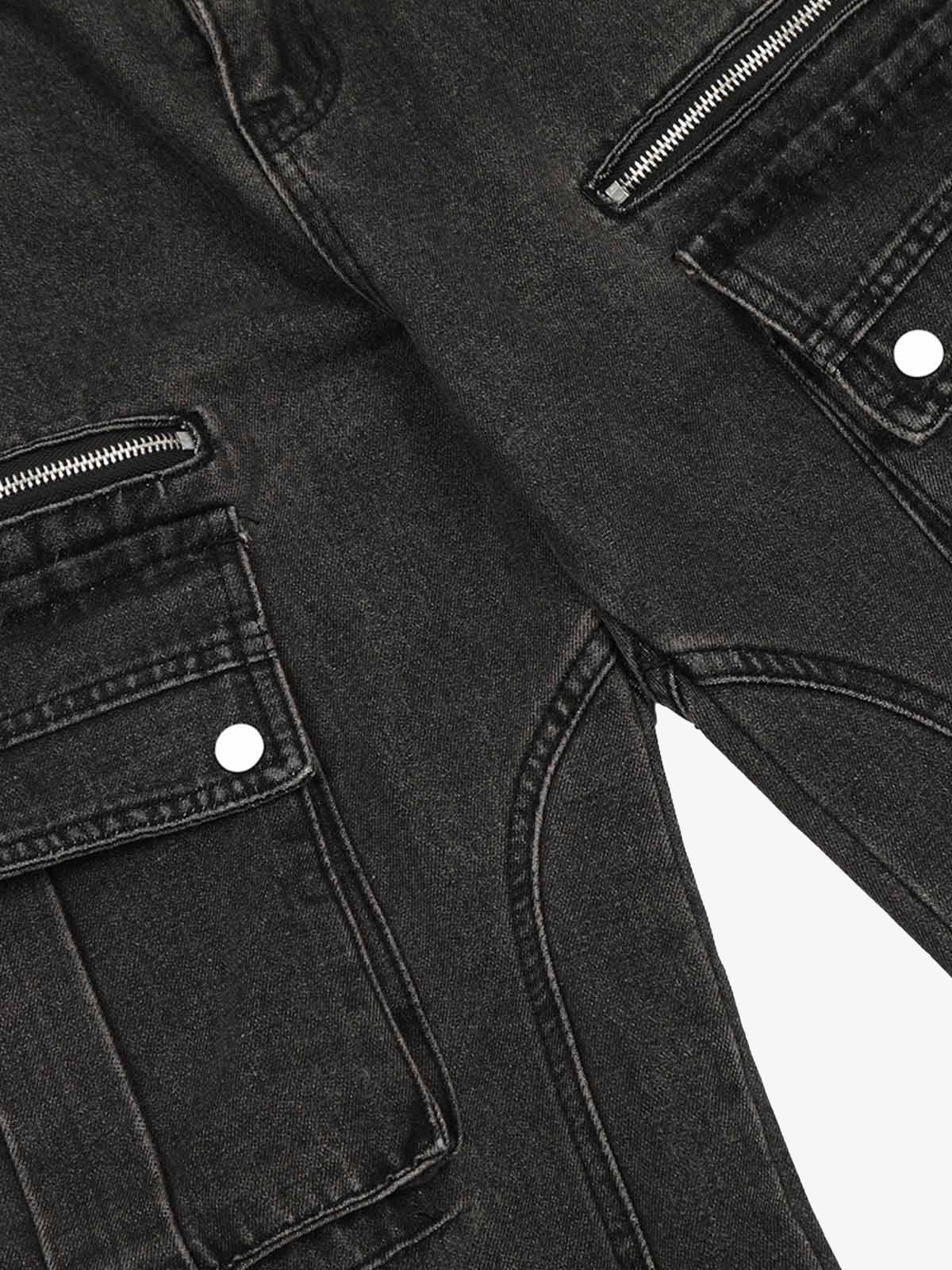 Washed Multi-Pocket Bootcut Jeans 