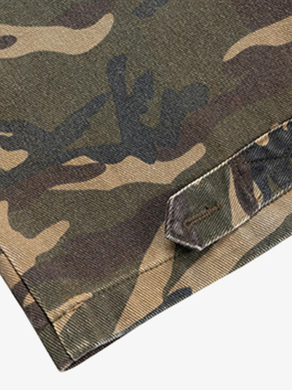 Retro Stitching Faux Two-Piece Camouflage Jeans - 2413 