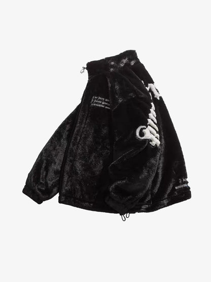 Thesupermade Street Letter Embroidered Fleece Jacket - 1838 