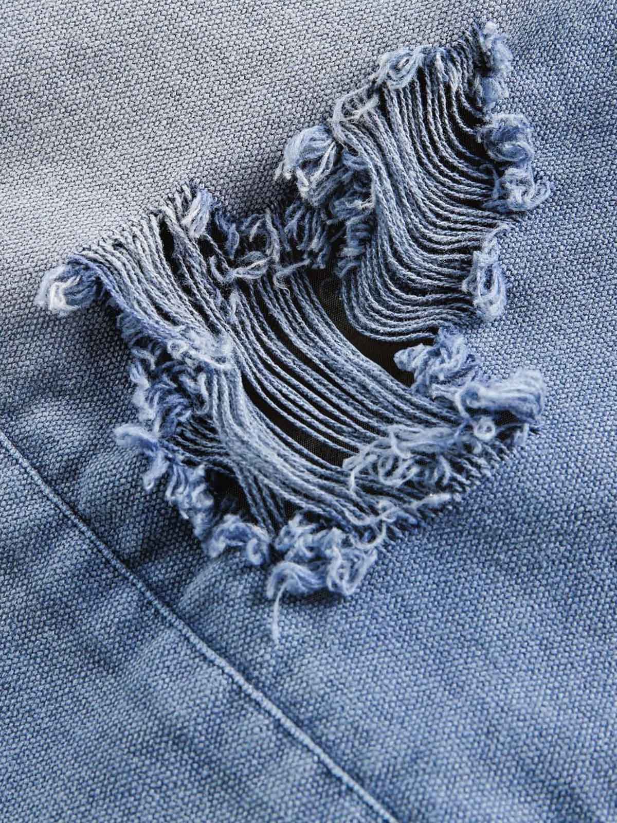 Ripped Graffiti Washed Zip Up Denim Jacket 