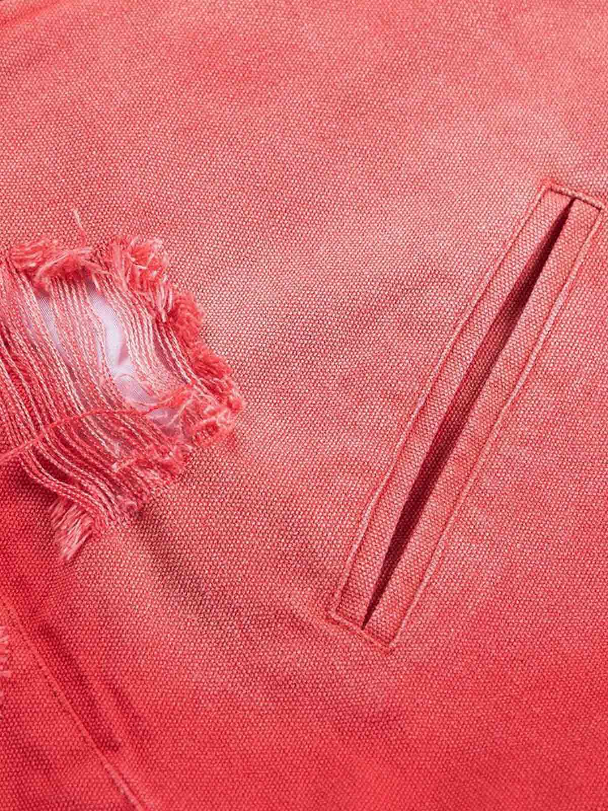 Retro Ripped Washed Contrast Color Work Jacket 