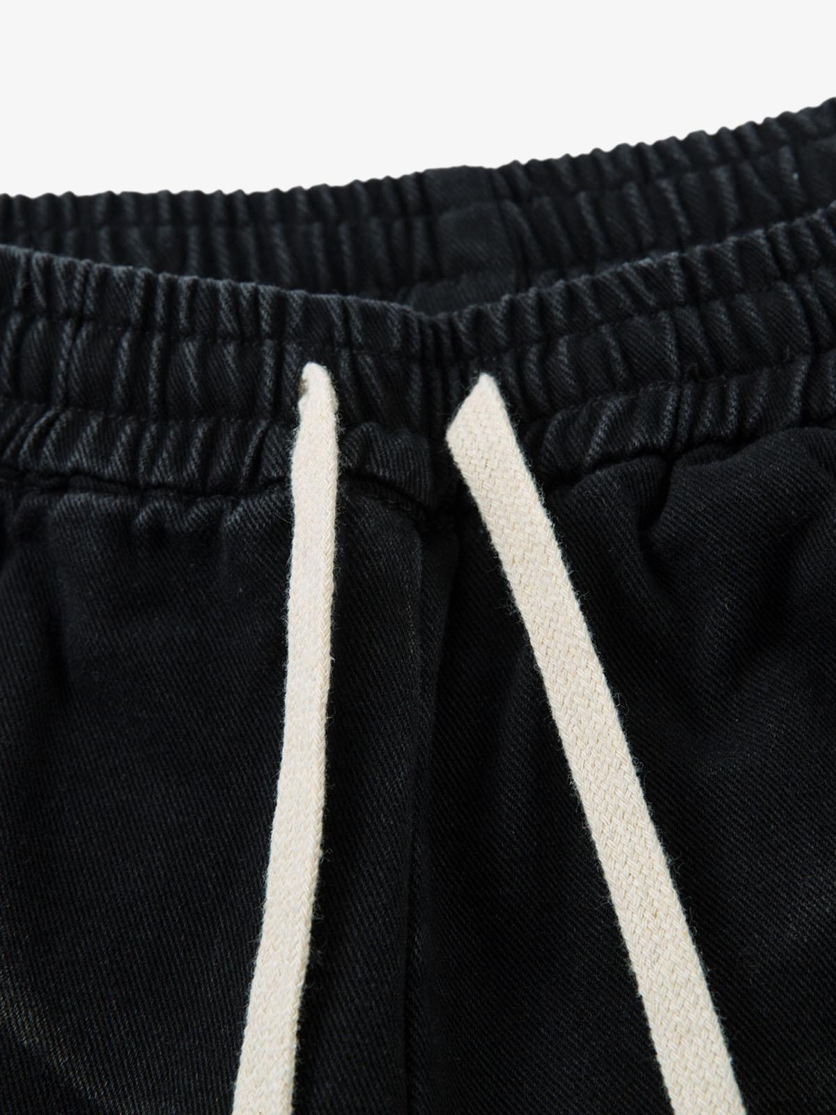 Washed Multi Pocket Drawstring Cargo Jeans 