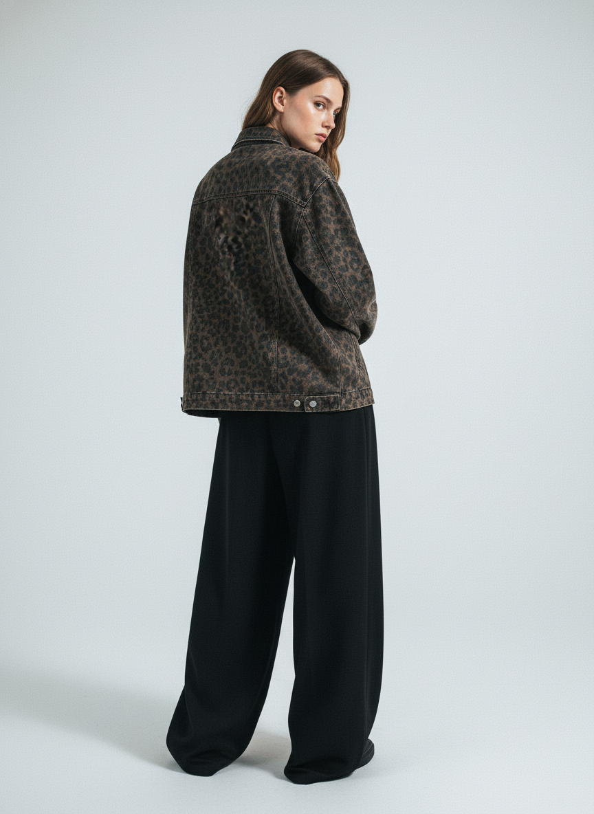 Vintage Washed Cheetah Denim Jacket