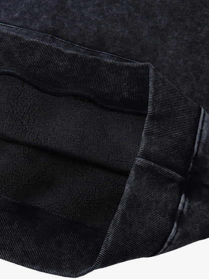 Thesupermade Washed Flame Printed Hooded Fleece Sweatshirt 