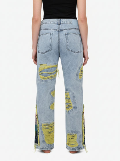 Thesupermade Plum Embroidery Jeans - 1618