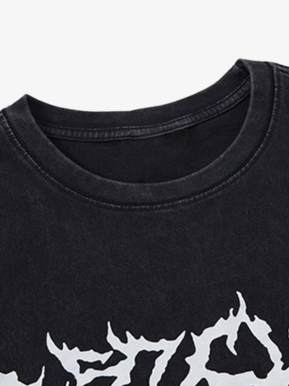 Retro Washed Letter Print Vest 