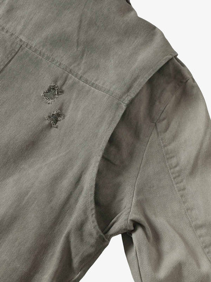 Distressed Irregular Zip Up Denim Jacket 