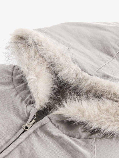 Spliced Fur Hooded Quilted Jacket - 2285 