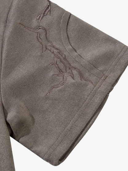 Thorn Embroidery Suede T-Shirt 