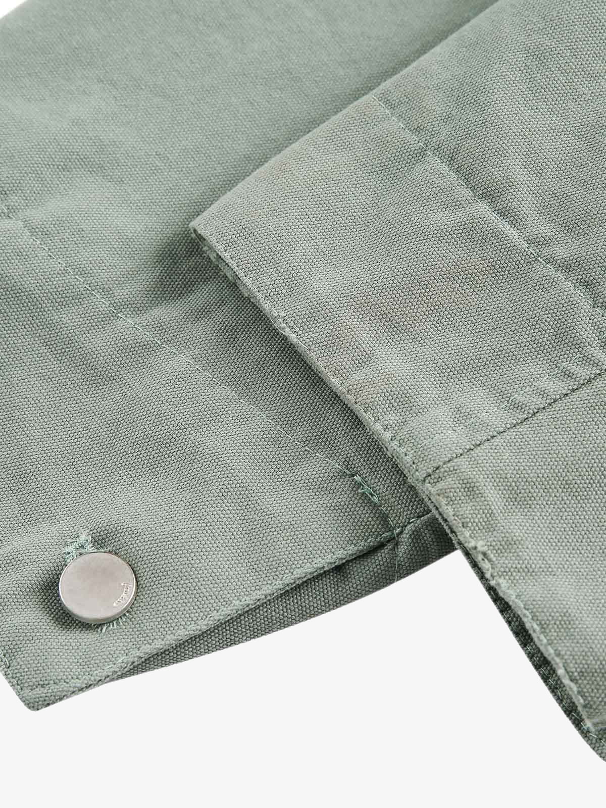 Washed Ripped Gradient Zip Up Work Jacket 