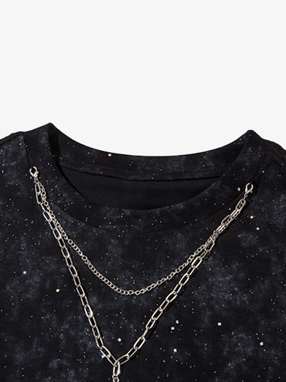 Retro Rhinestone Cross Chain Vest 