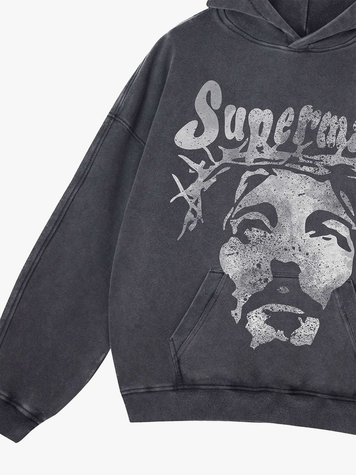 Thesupermade Heavy Washed Jesus Graphic Hoodie - 1973 