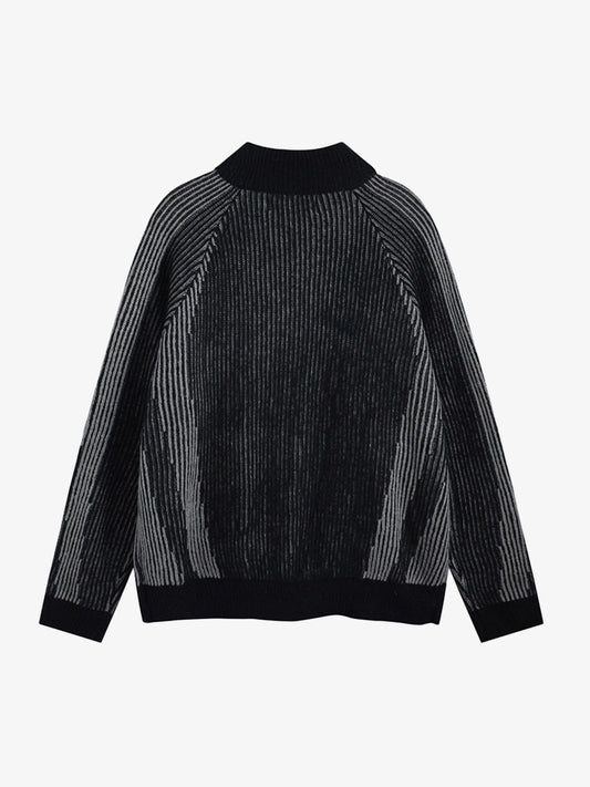 Thesupermade Stand Collar Cardigan Zip Up Sweater 