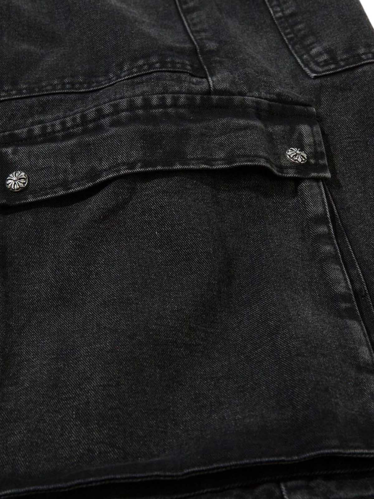 Grommet Design Multi-Pocket Cargo Jeans 