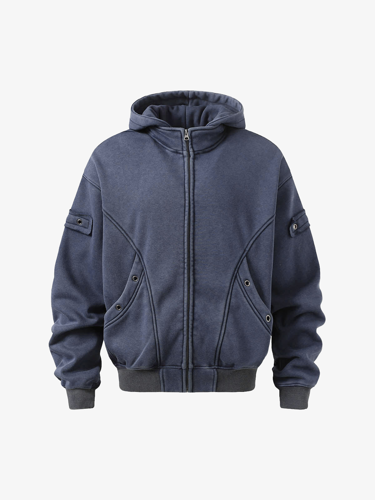 Wasteland Style Washed Zipper Up Sweatshirt 