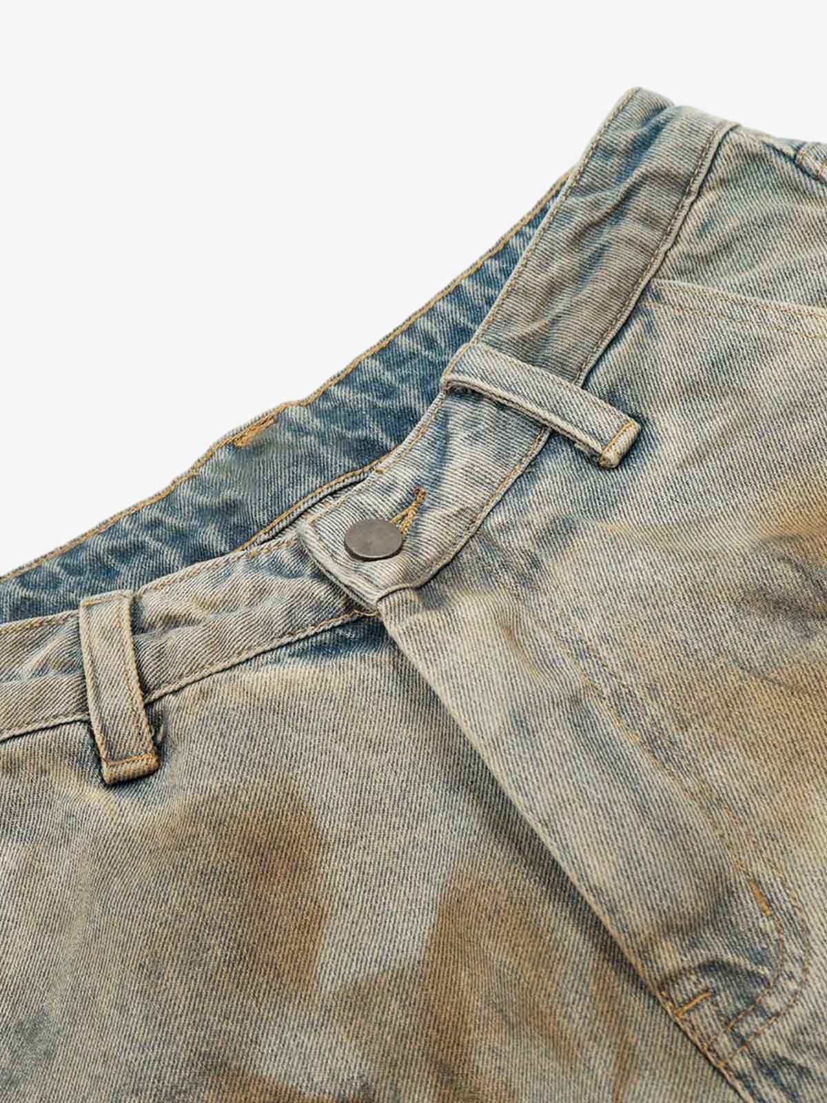 Distressed Tie-Dye Denim Shorts 