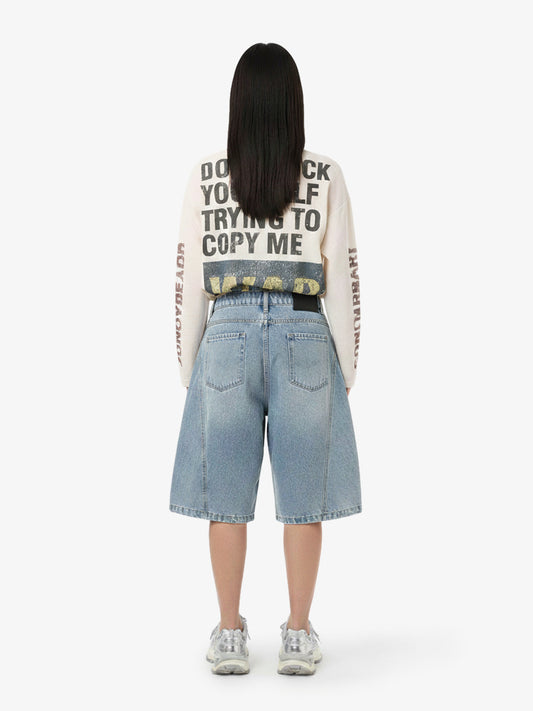 Waffle Knit Graphic Print Crewneck Sweatshirt 